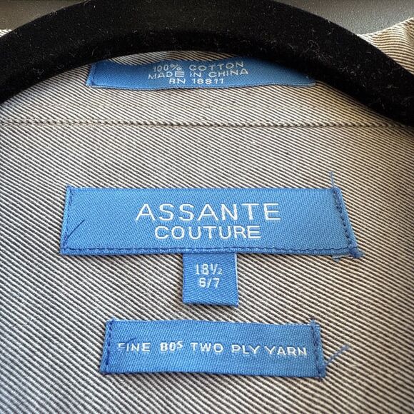 BIG & TALL Assante Couture Mens Dress Shirt 18.5” 36/37” Grey - Picture 3 of 13